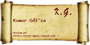 Komor Géza névjegykártya